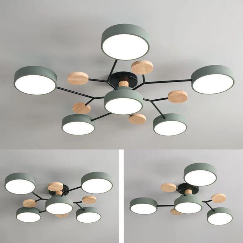 Nordic Style Ceiling Lighting Metal Semi Flush Mount for Living Room