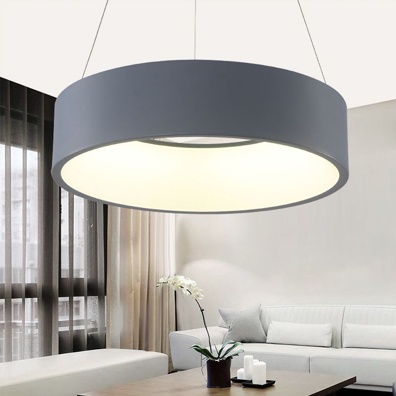 Pintionnaire LED minimaliste lustre gris / blanc de plafond Cercle Light avec une teinte acrylique, 18 "/23.5" W