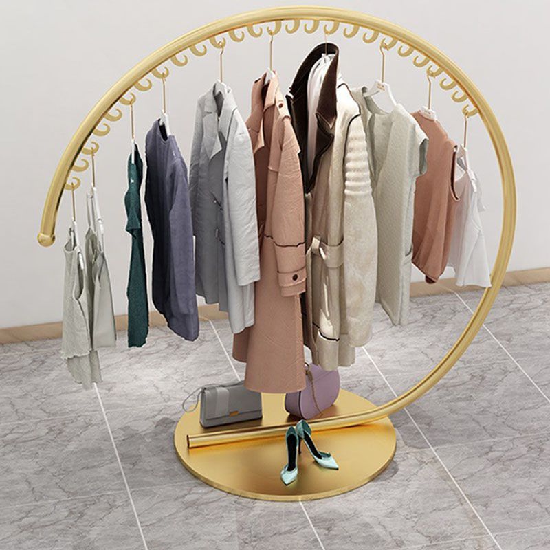 Luxurious Metallic Round Coat Hanger Free Standing Hooks Design Coat Rack