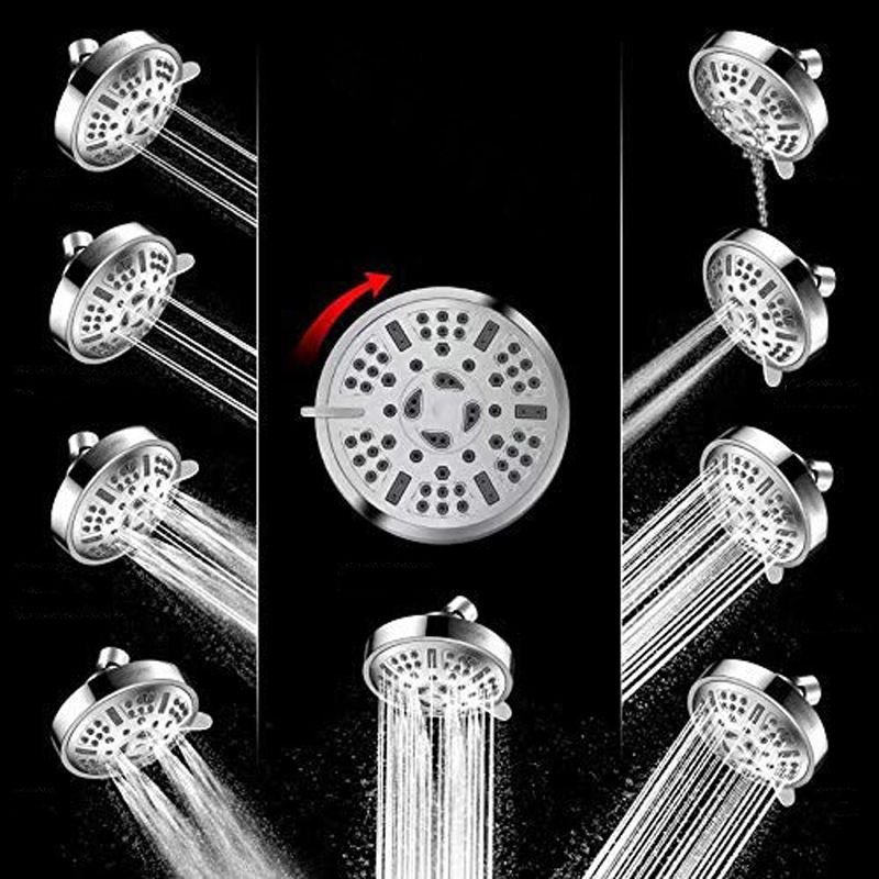 Modern Style Fixed Shower Head in Silver 9-Settings Wall-Mount Showerhead