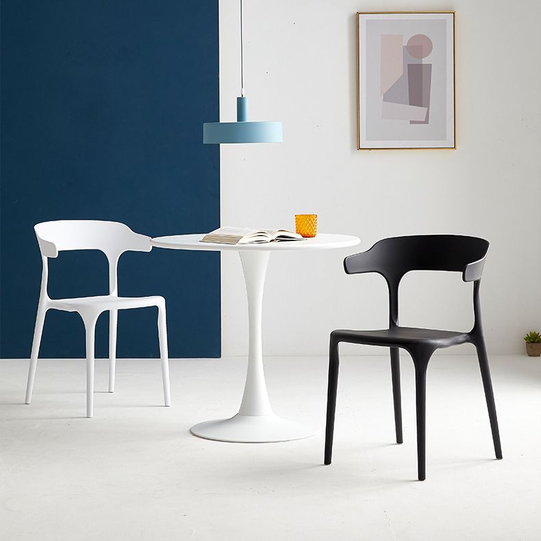 Plastic Modern Kitchen Side Chair 20'' Wide Matte Finish Arm Chair with 4 Legs