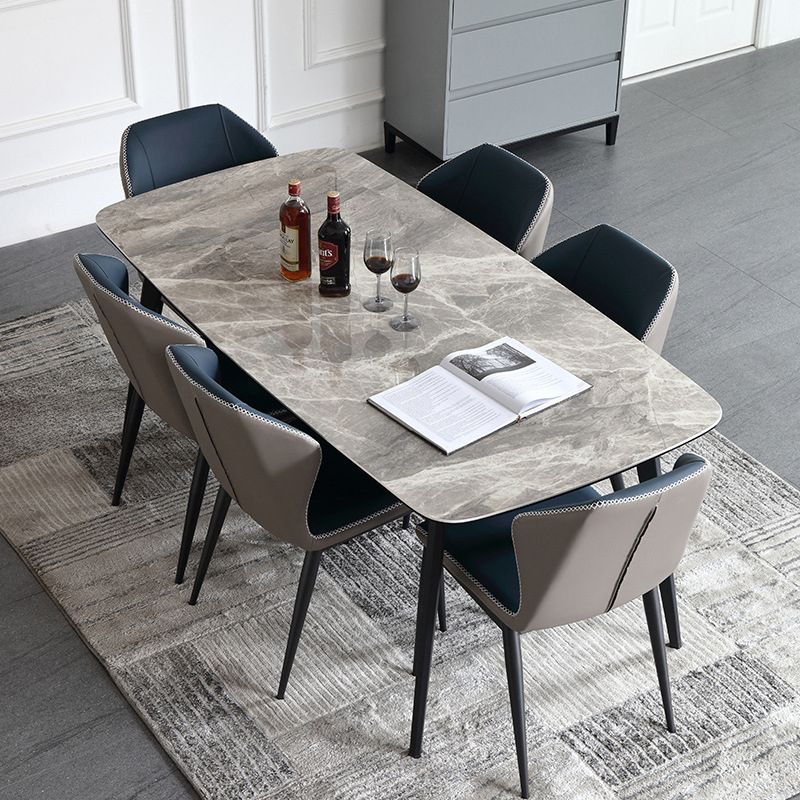 Moderne stijl gesinterde stenen eettafel met grijze standaardhoogtafel voor huisgebruik