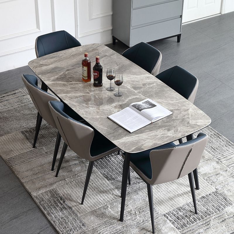 Mesa de comedor de piedra sinterizada de estilo moderno con mesa de altura estándar gris para uso en el hogar