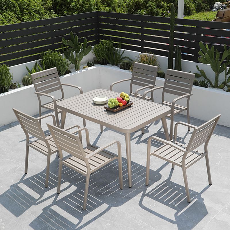 Grey Stacking Dining Side Chair Arms Included Outdoor Bistro Chairs