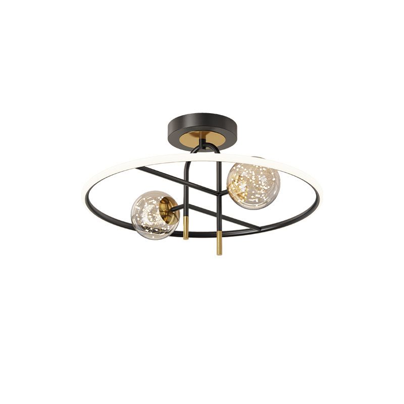 Modern Creative LED Ceiling Light Globe Acrylic Semi Flush Mount in Brass