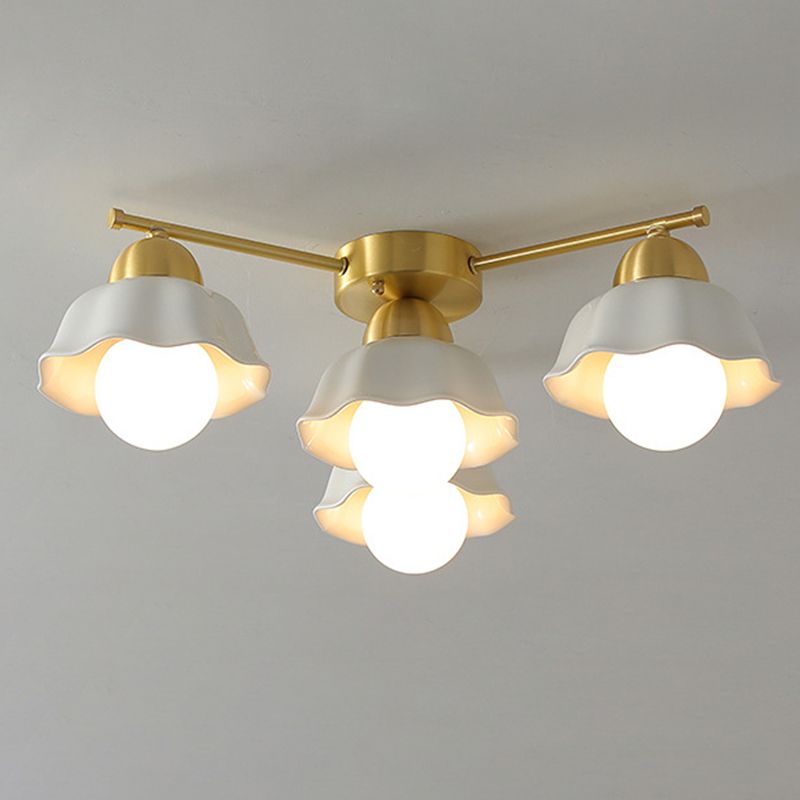 Contemporary Ceiling Lighting Gold and White Ceiling Mount Chandelier for Living Room