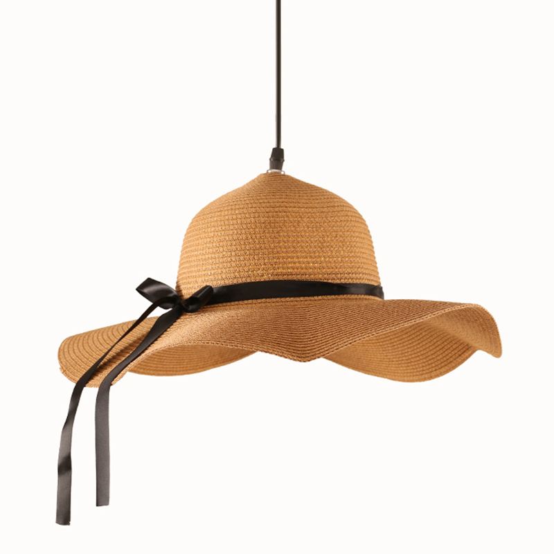 1 a forma di cappello leggero illuminazione a ciondolo sud-est asiatico rattan a soffitto a soffitto per il ristorante