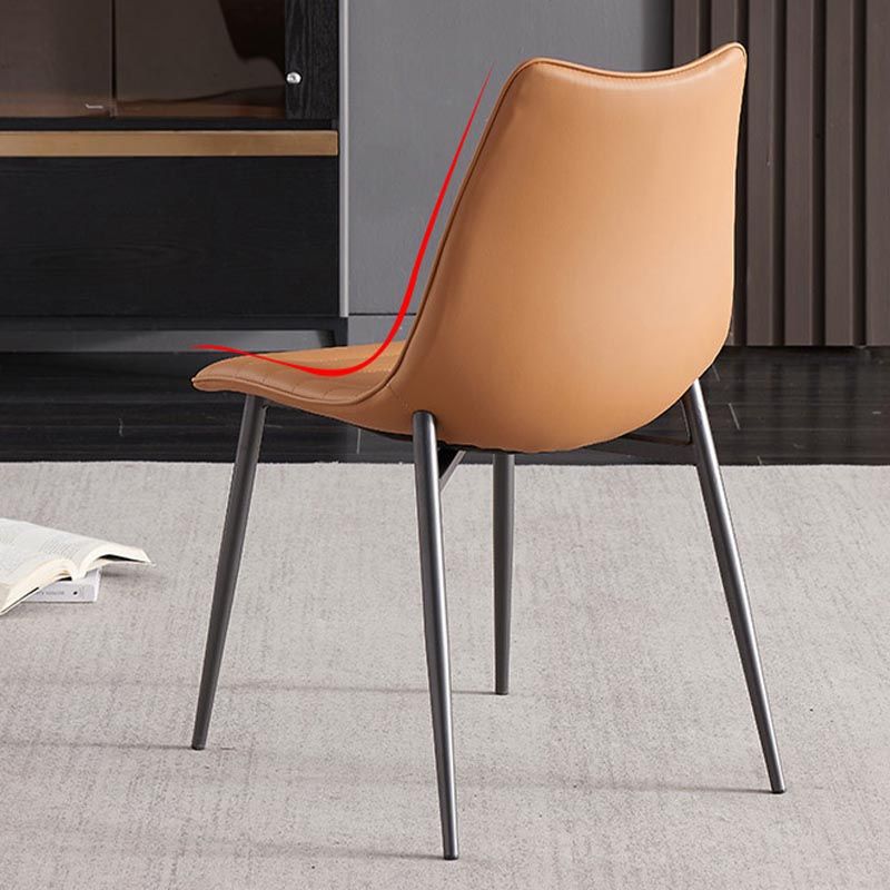 Modern Style Dining Chair Armless Chair with Metal Legs for Kitchen