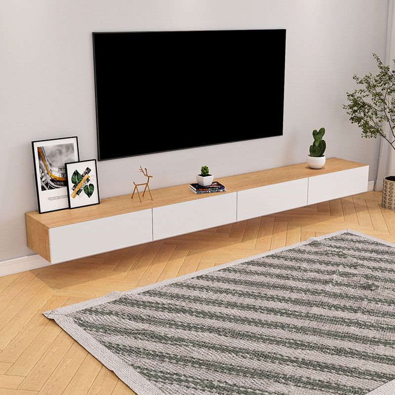 Faux Wood TV Console Contemporary Wall-mounted Media Console