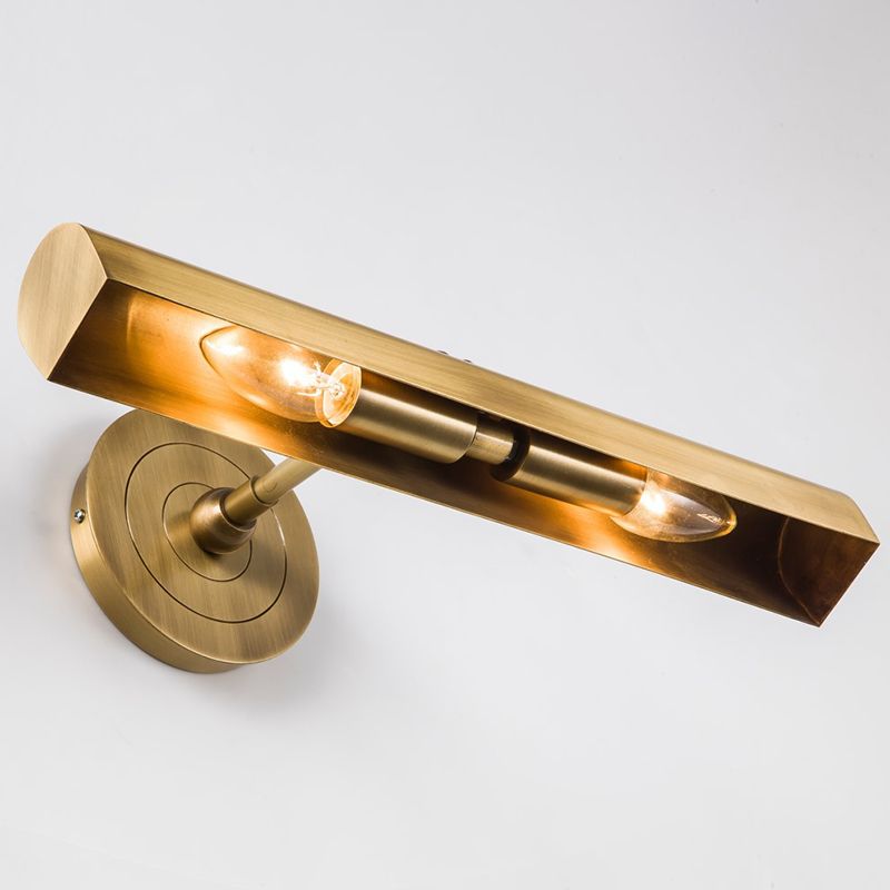 2-Lights Brass Vanity Mirror Light 16" Wide Metal Shade Rectangular Sconce Light for Bathroom