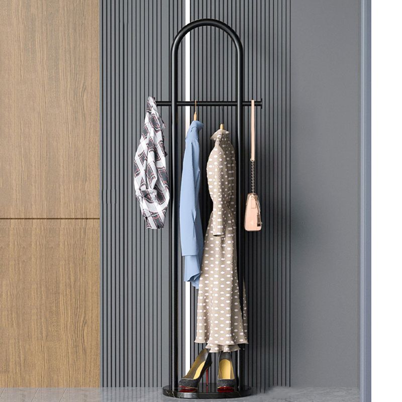 Modern Metal Coat Rack Hanging Rail and 2 Hooks Entry Hall Tree