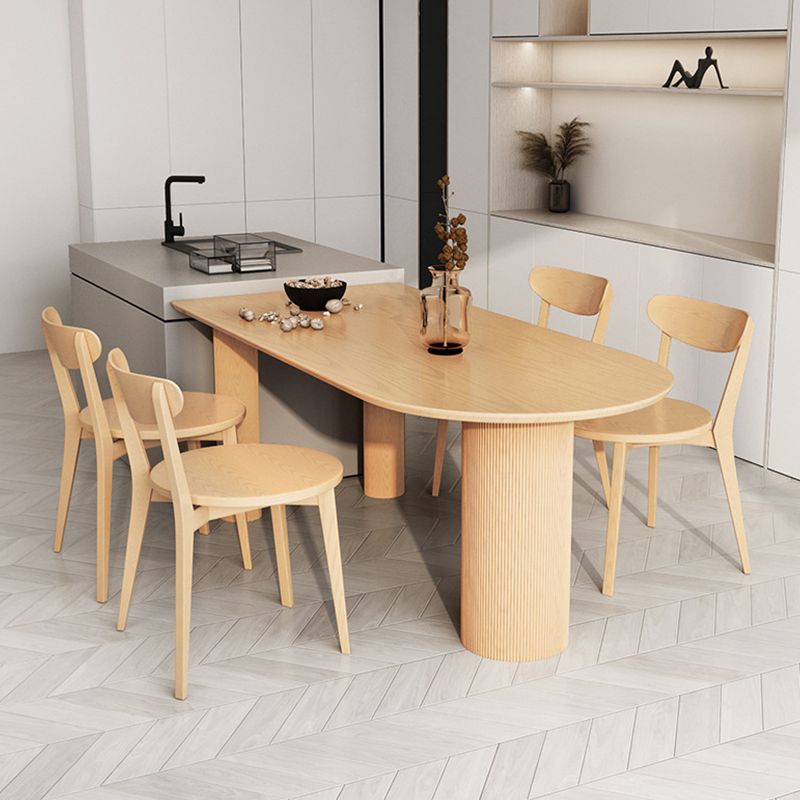 Pine Solid Wood Dining Table Modern Free Form Dining Table with Natural Finish Legs