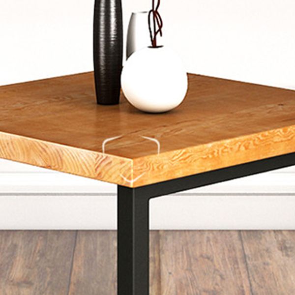 Industrial Square Dining Table Pine Solid Wood Table with Black Double Pedestal