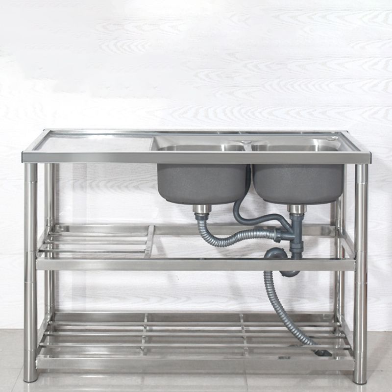 Modern Workstation Ledge Stainless Steel with Accessories and Faucet Workstation