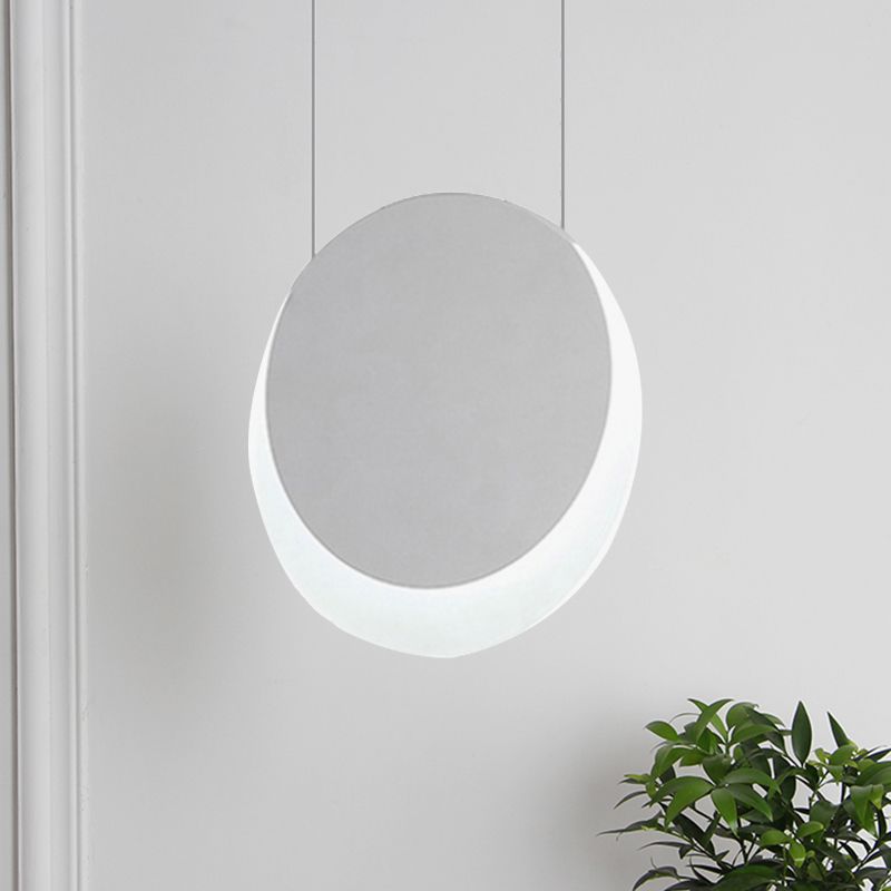 LED Pendant Light Simplicity White Suspension Pendant with Crescent Shaped Edge Acrylic Shade in Warm/White Light, 6.5"/8.5"W