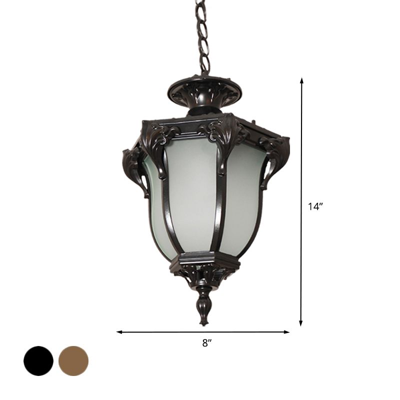 1 Lichte eikelshangende verlichting Lodges Zwart/messing afwerking Frosted Witglas plafond hanglamp