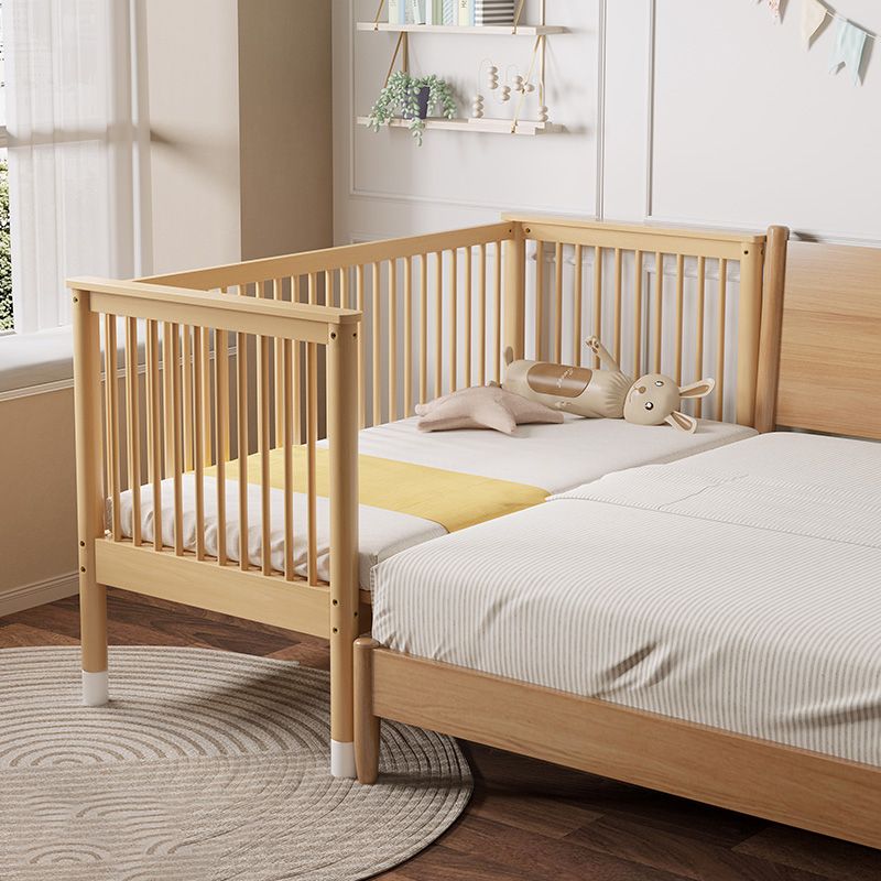 Glam Nursery Bed Beech Washed Natural with Guardrail Nursery Crib