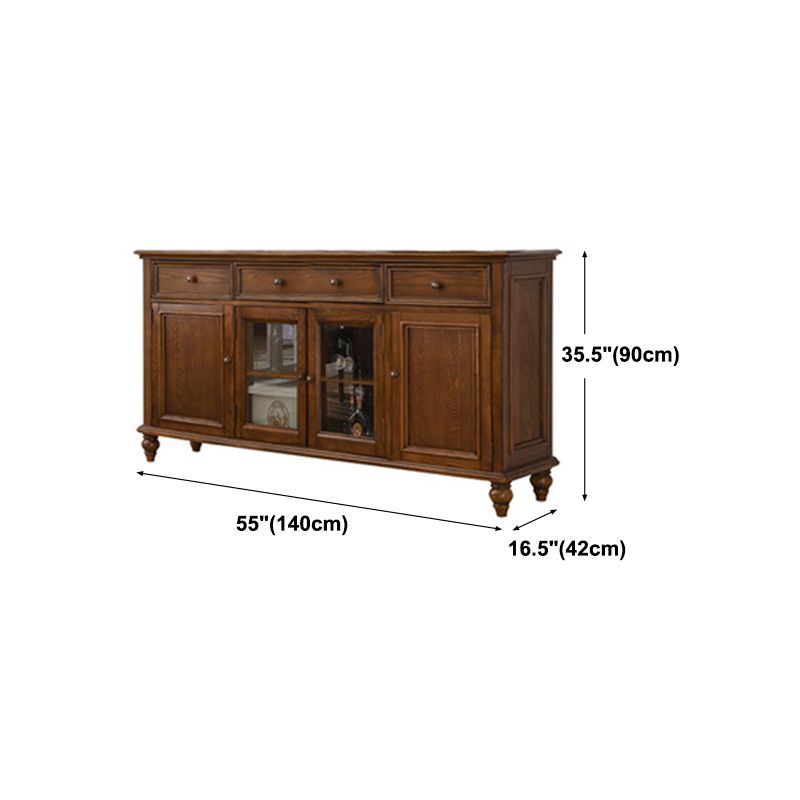 Modern Sideboard in Brown Wooden DIning Sideboard with Doors for Living Room