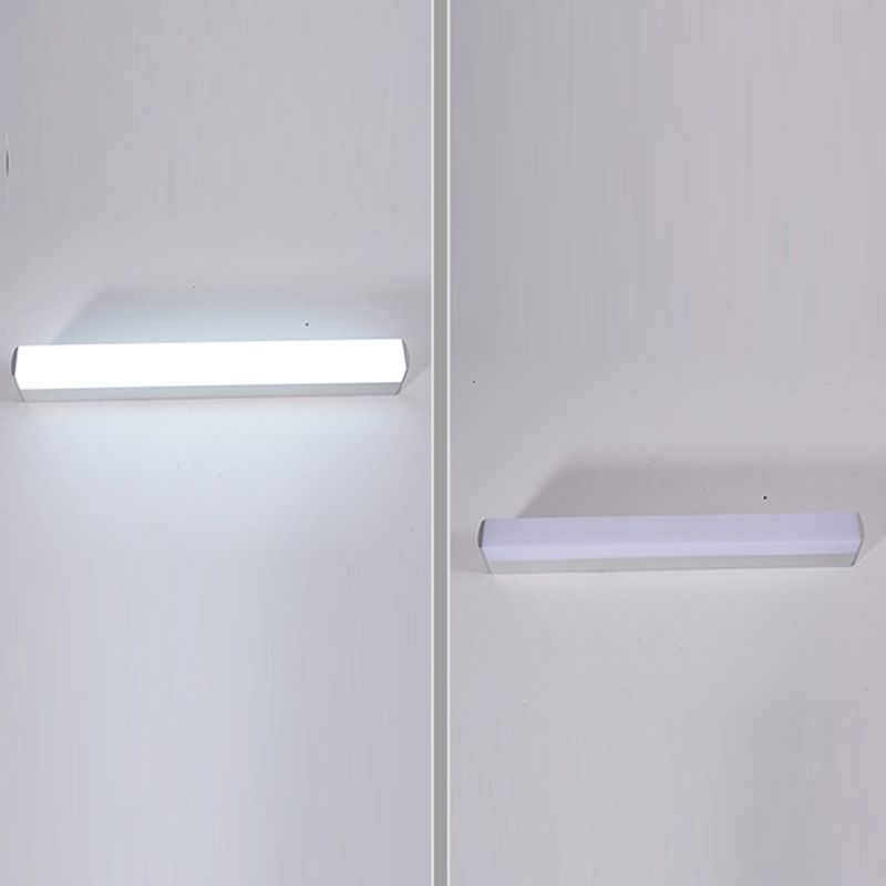 Moderno minimalista in stile rettangolare a parete montato a parete anteriore acrilico 1 apparecchi di illuminazione da vanità per bagno