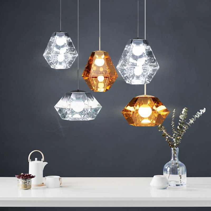 Minimalisme Polyhedra Diamond Shade Hanging Light Nordic Style PENDANT ÉCLAIRAGE ACRYLIQUE POUR COFES