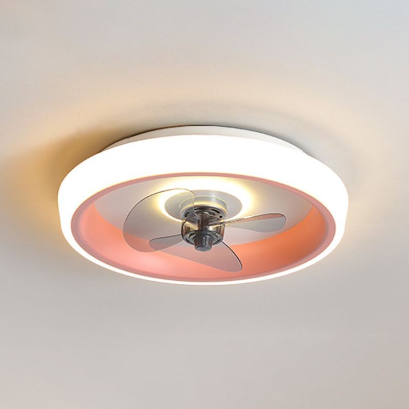 Round Ceiling Fan Light Modern LED Ceiling Mount Lamp with Acrylic Shade for Bedroom