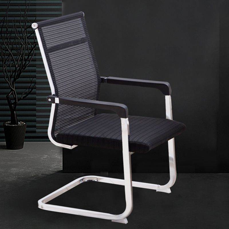 Modern Style Task Chair No Wheels Mesh Office Chair with Fixed Arms