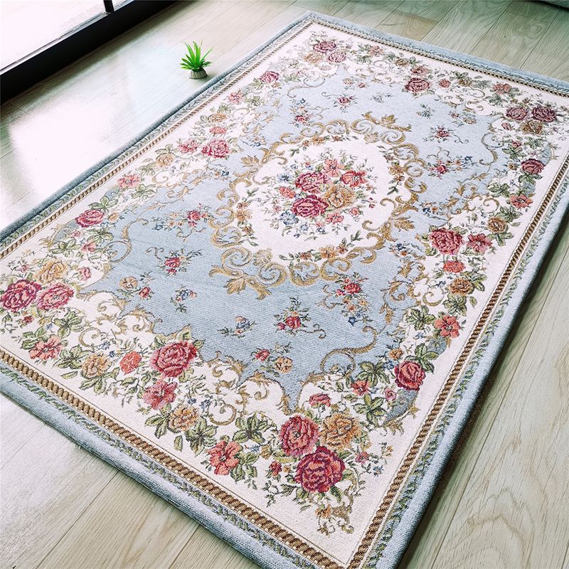 Multicolored Traditional Rug Flower Print Gorgeous Carpet Anti-Slip Carpet for Living Room