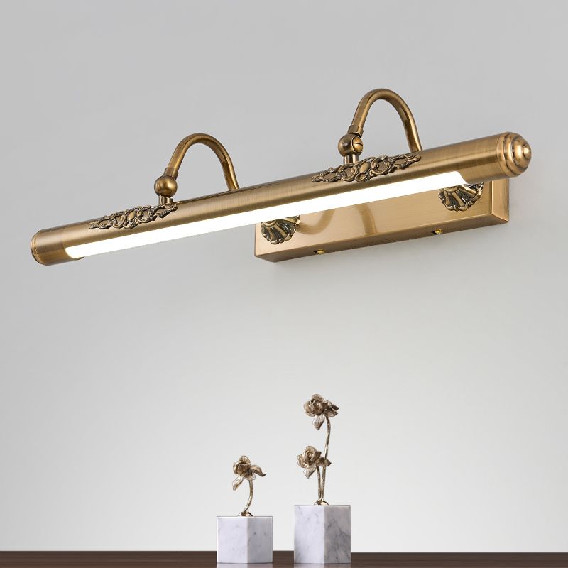 Linear Shade Metal Sconce Light Modern Style 1-Light Mirror Wall Mount Lighting in Gold