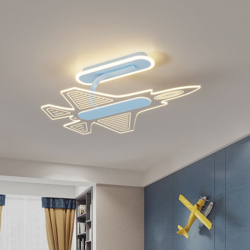 Avión acrílico led techo led caricatura LED semi flush luminosas para habitación infantil