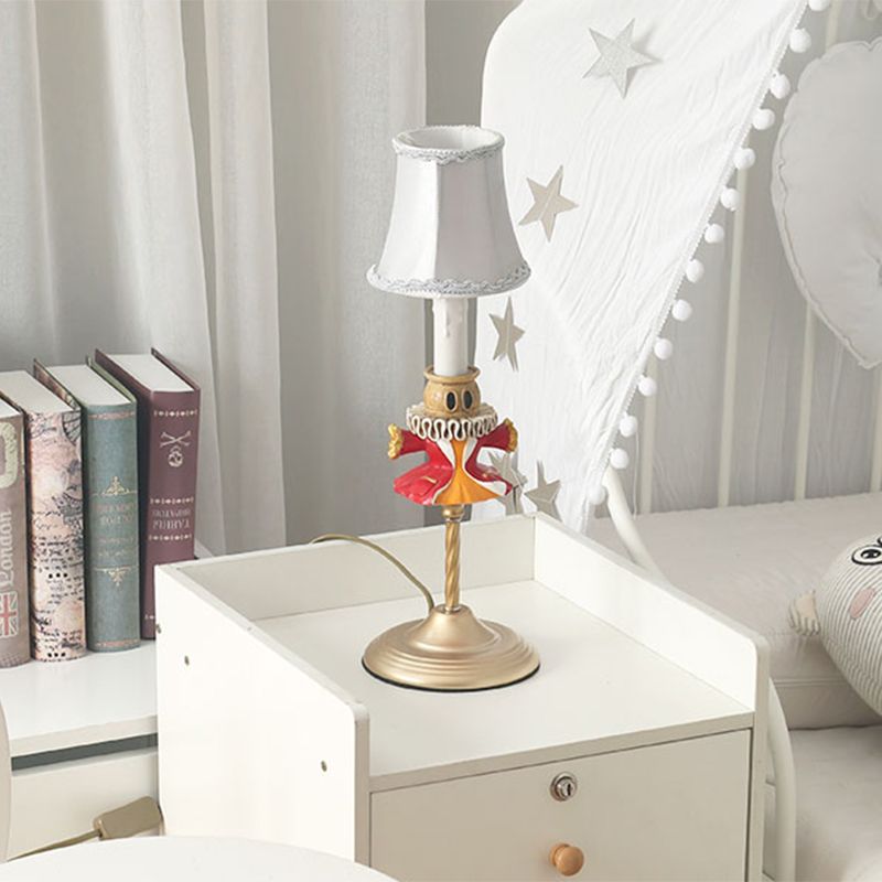 1 Head Bedside Reading Book Light Modern Gold Task Lighting with Clothes Base and Barrel Shade