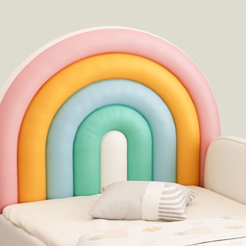 Upholstered Rainbow Kids Bed Modern Genuine Leather Twin Bed with Mattress