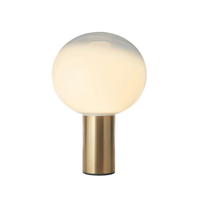 Spherical Frosted White Glass Table Light Minimalist 1 Bulb Gold Nightstand Lamp