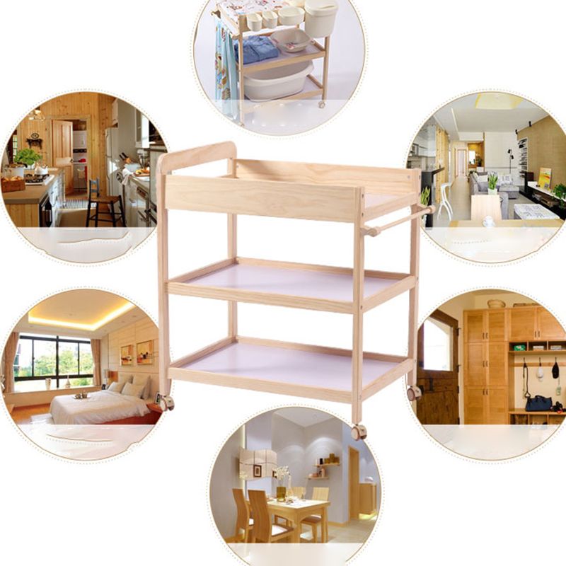 Shelf Changing Table Wooden Flat Top Baby Changing Table with Storage