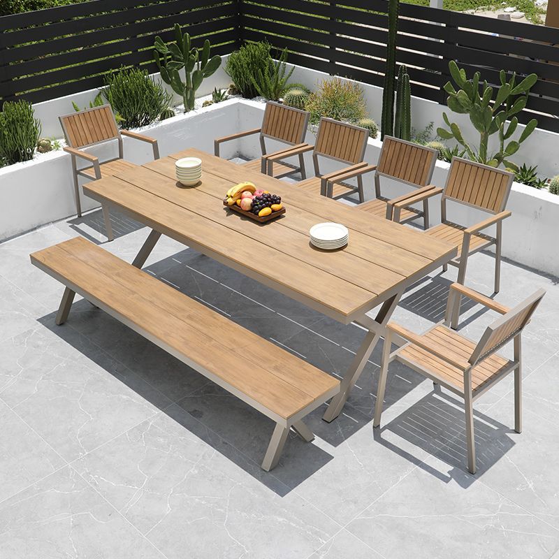 Contemporary Natural Dining Chair Open Back Outdoors Dining Chairs