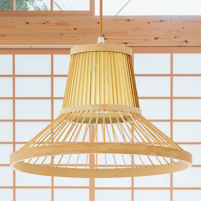 1 Terpetta Tromba appesa alla luce del sud-est asiatico Bamboo Spender Lighting Freet in beige