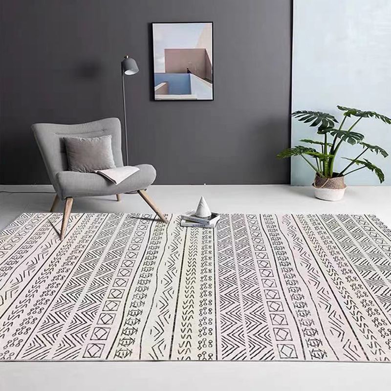 Simple Color Bohemian Rug Polyester Southwestern Print Area Rug Non-Slip Backing Carpet for Living Room