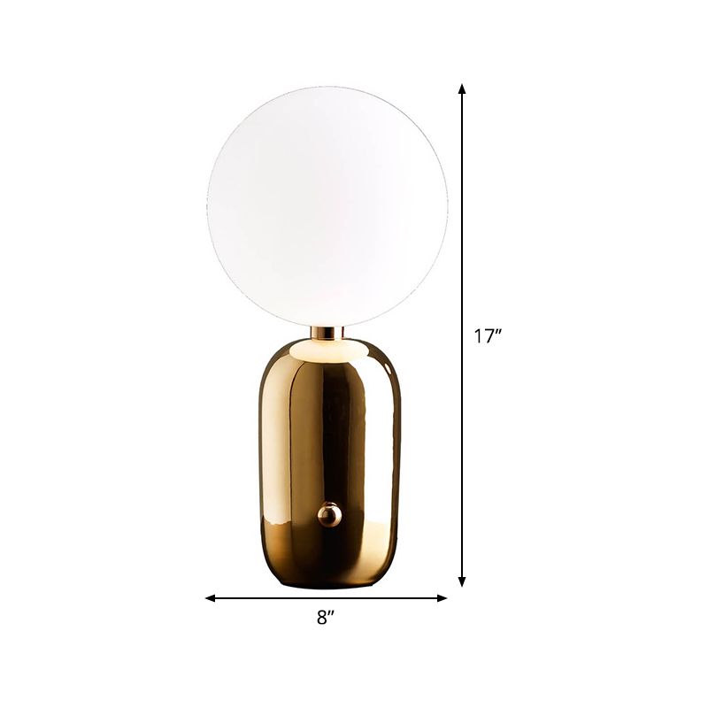 6"/8" W Globe Frosted Glass Night Light Modern 1 Light Gold Metal Nightstand Lighting with Capsule Base for Living Room