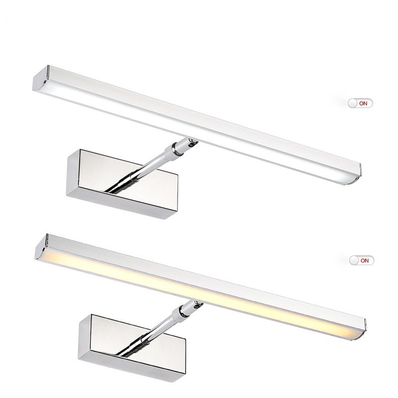 Modern Simple Steel Vanity Light  Linear Sliver LED Acrylic Vanity Light with Swivel Lamp Head for Bathroom