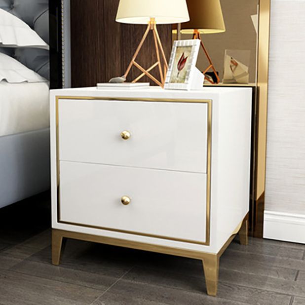 20'' Tall Accent Table Nightstand 2-Drawer Solid Wood Glam Nightstand with Legs