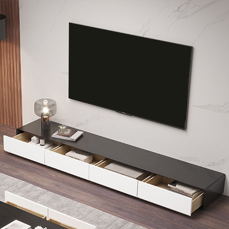 Contemporary Faux Wood TV Stand Console Enclosed Storage TV Media Stand for Living Room