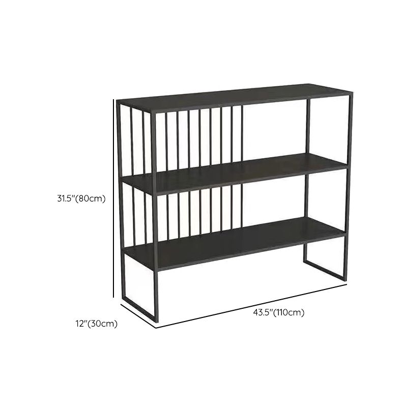 Horizontal Metal Bookshelf Contemporary Open Back Bookcase with Shelves