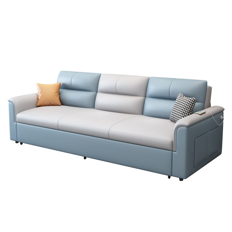 31" Wide Scandinavian Sofa Futon Faux Leather Sleeper Sofa with Storage