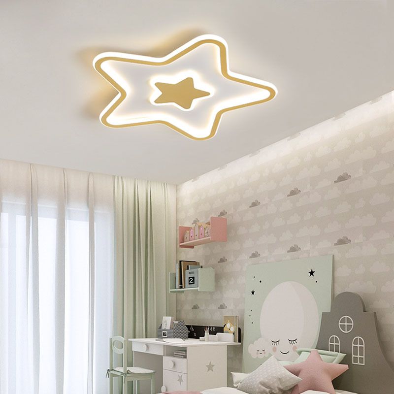 Modern Creative LED Flush Mount Acrylic Starry Ceiling Fixture in Gold