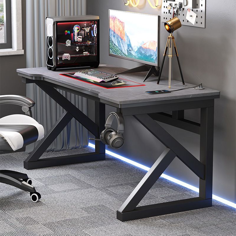 Industrial Stone Gaming Desk 29.53" Tall Computer Desk with Sled Base