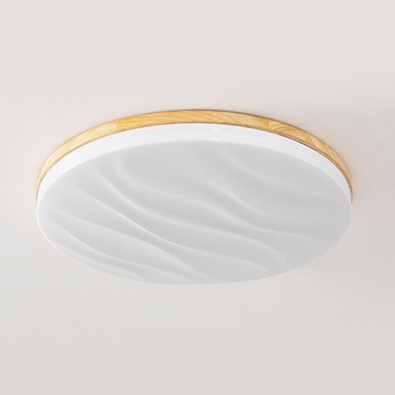 Modern Round Shape Ceiling Light Wood LED Flush Mount Light for Living Room