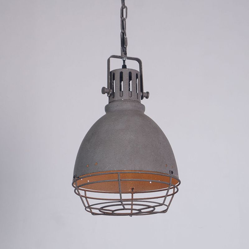 1 Light Bowl Light Kit Retro Industrial Metal Hanging Light mit hängenden Kette für das Restaurant