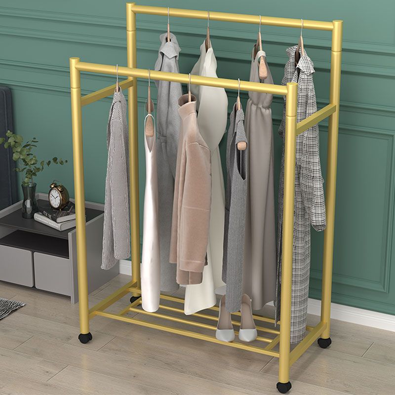 Contemporary Entryway Kit Metal Hanging Rails and Storage Shelving Coat Rack