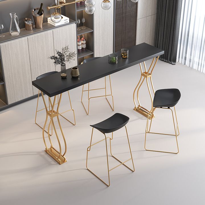 Glam Stone Bar Dining Table Rectangle Bar Table for Cafe And Breakroom