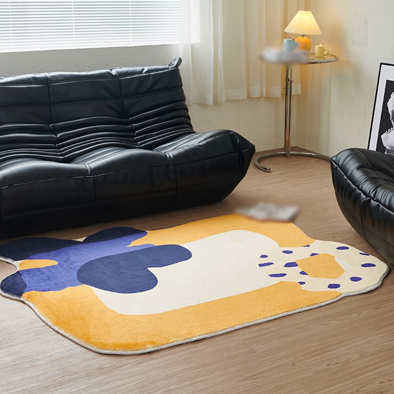 Casual Abstract Carpet Orange Polyester Indoor Carpet Anti-Split Area Carpet for Home Decoration