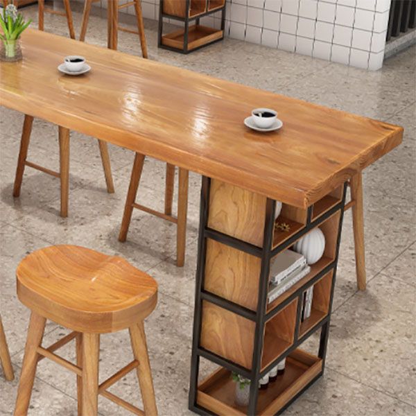 Industrial Solid Wood Bar Table Rectangle Bar-Height Bar Dining Table